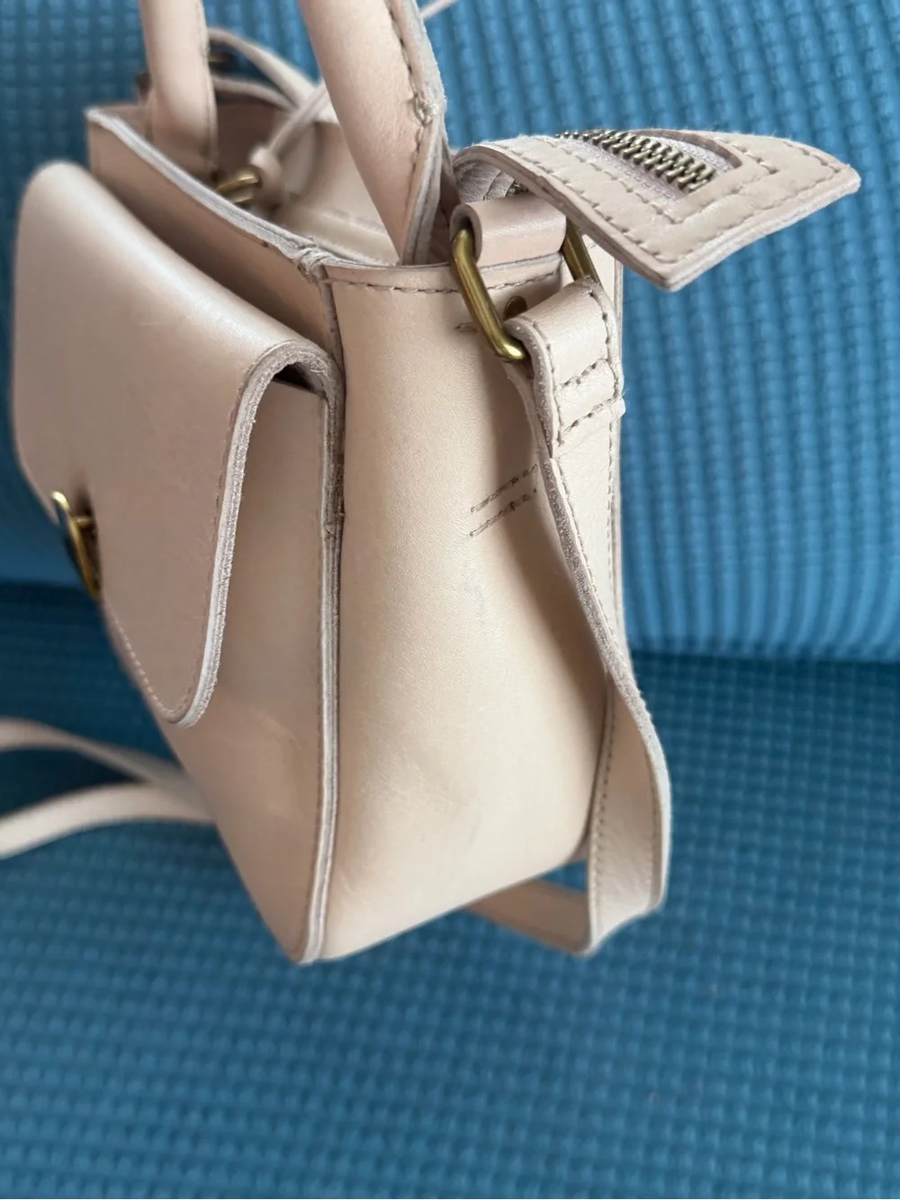 Madewell Cream Mini Top-Handle Crossbody